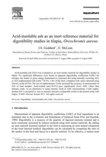 Acid-insoluble ash as an inert reference material for ... - Directory UMM