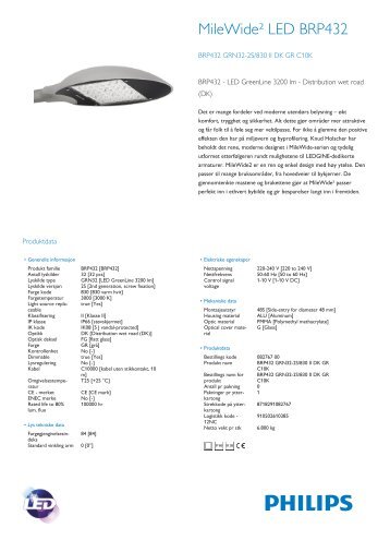 Product Leaflet: MileWide² BRP432-armatur for bybelysning - Philips