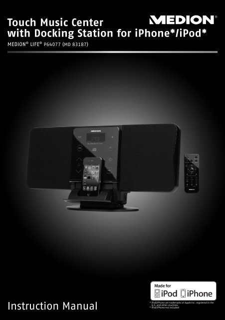 Instruction Manual Touch Music Center with Docking ... - medion