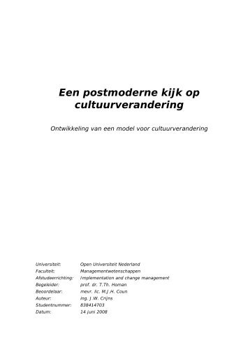 Een postmoderne kijk op cultuurverandering - DSpace at Open ...