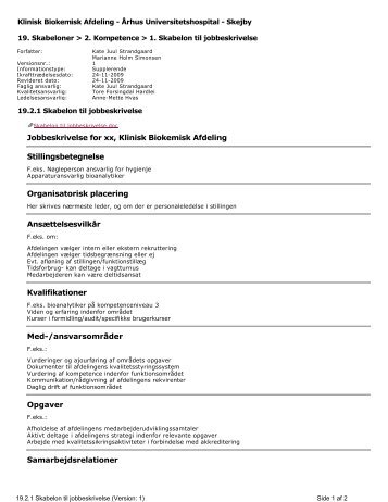 Jobbeskrivelse for xx, Klinisk Biokemisk Afdeling ... - e-Dok