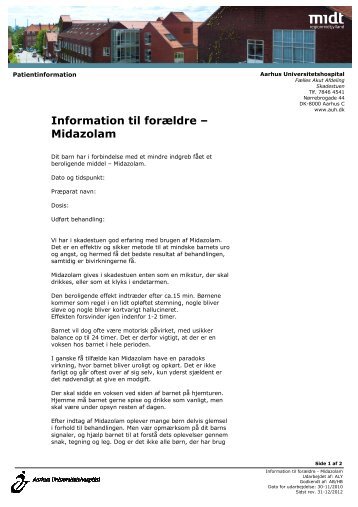 Information til forældre – Midazolam - e-Dok