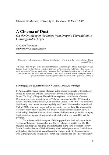 A Cinema of Dust: On the Ontology of the Image from Dreyer's ...