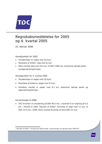 Regnskabsmeddelelse for 2005 og 4. kvartal 2005