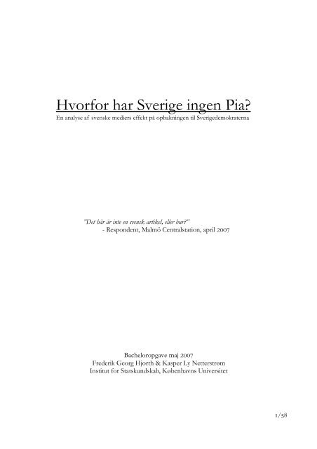 Hvorfor har Sverige ingen Pia? - itslearning