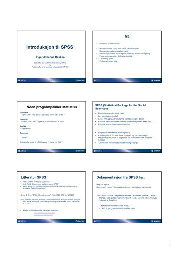 Introduksjon til SPSS - NTNU