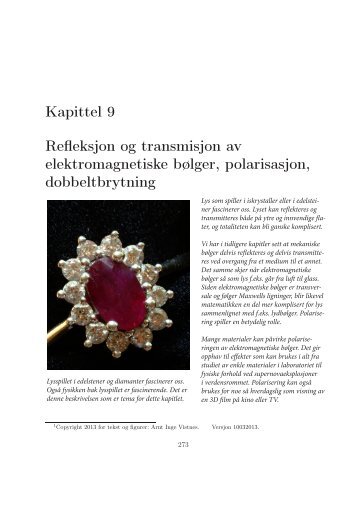 Kapittel 9 Refleksjon og transmisjon av elektromagnetiske bølger ...