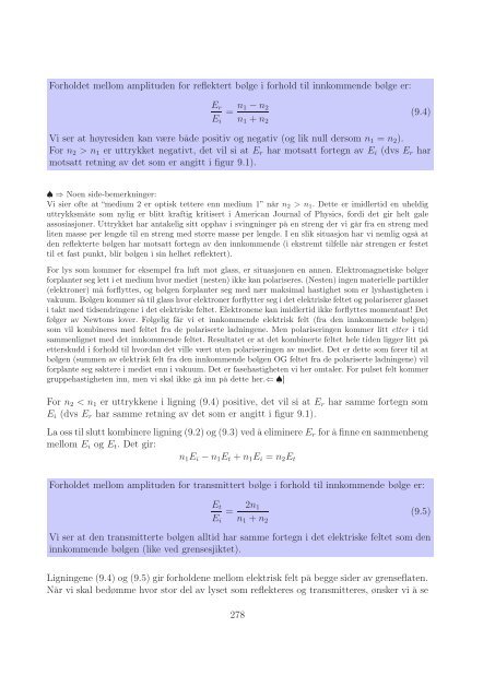 Kapittel 9 Refleksjon og transmisjon av elektromagnetiske bølger ...