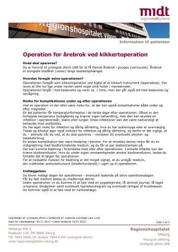 Patientinformation for årebrok ved kikkertoperation ... - e-Dok