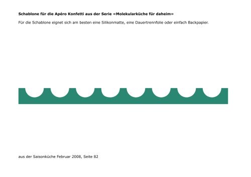 Schablone für die Apéro Konfetti aus der Serie «Molekularküche für ...