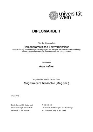 DIPLOMARBEIT - Institut für Germanistik - Universität Wien