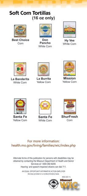 WIC Approved Breads & Tortillas - Missouri Department of Health ...