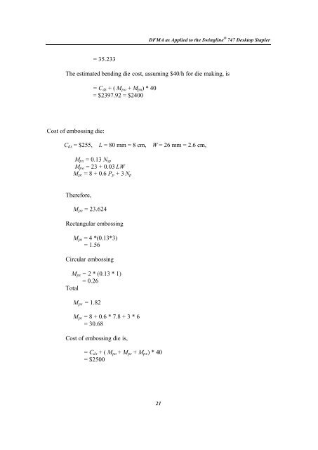 DFMA as Applied to the Swingline 747 Desktop ... - University of Utah