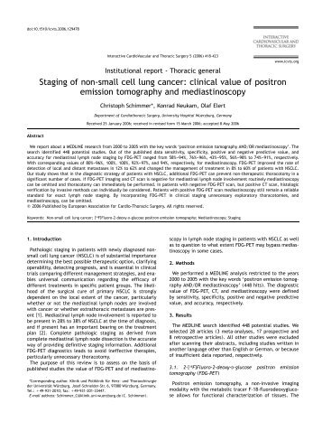 Staging of non-small cell lung cancer: clinical value of positron ...