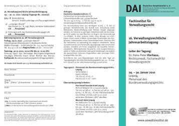 16. Verwaltungsrechtliche Jahresarbeitstagung - Deutsches ...