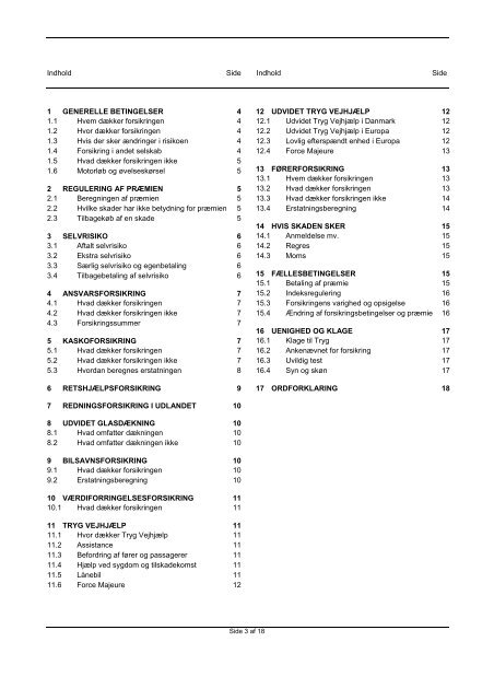 Forsikringsbetingelser nr - Ida