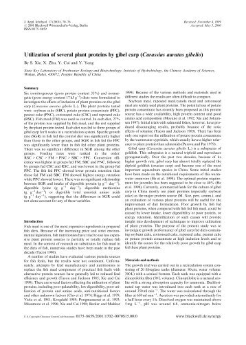 Utilization of several plant proteins by gibel carp (Carassius auratus ...