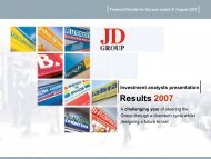 Presentation to Analysts - JD Group