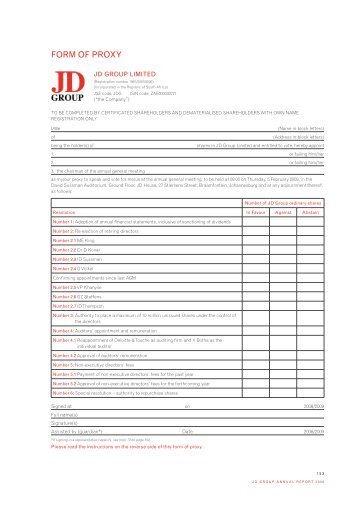 Form of proxy - JD Group