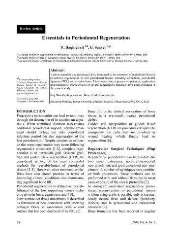 Essentials in Periodontal Regeneration - TUMS Electronic Journals