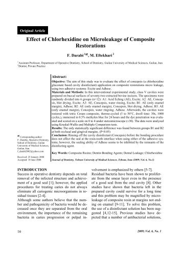 Effect of Chlorhexidine on Microleakage of Composite Restorations