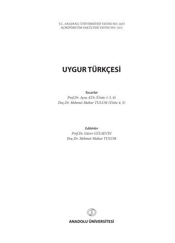 UYGUR TÜRKÇESİ - Anadolu Üniversitesi