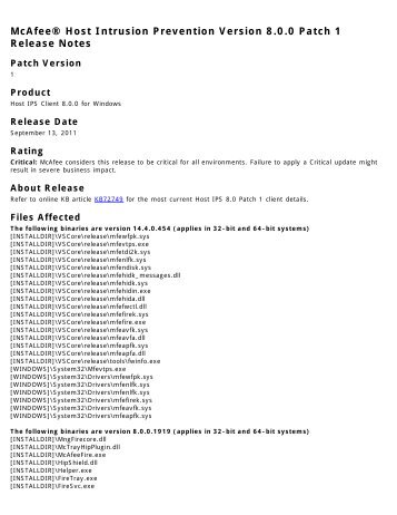 Virusscan Enterprise 8.8 Patch 4 Release Notes