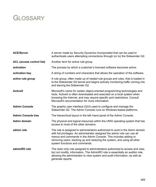 Sidewinder G2 6.1.2 Administration Guide - Glossary of Technical ...