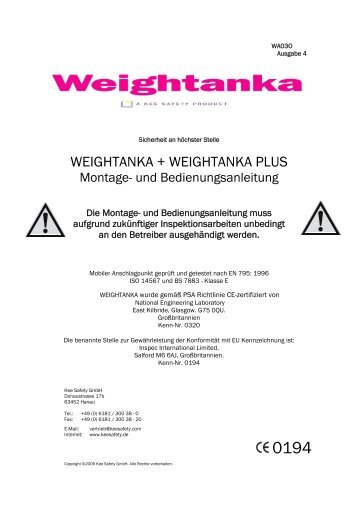 WEIGHTANKA Montage- und Bedienungsanleitung ... - Kee Safety, DE