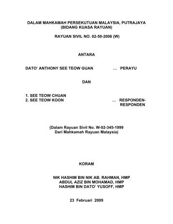 rayuan sivil no. 02-50-2006 (w) antara dato' anthony see