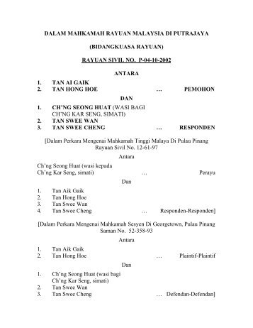 DALAM MAHKAMAH RAYUAN MALAYSIA DI PUTRAJAYA ...