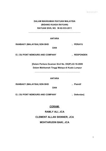 CORAM: RAMLY ALI, JCA CLEMENT ALLAN SKINNER, JCA ...