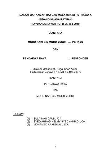 (bidang kuasa rayuan) rayuan jenayah no: b-05-164-2010 diantara ...