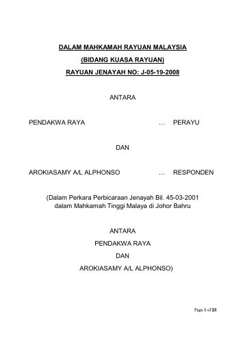 (bidang kuasa rayuan) rayuan jenayah no: j-05-19-2008 antara ...