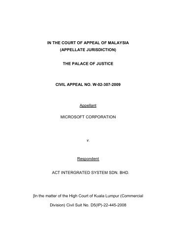 IN THE COURT OF APPEAL OF MALAYSIA (APPELLATE ...