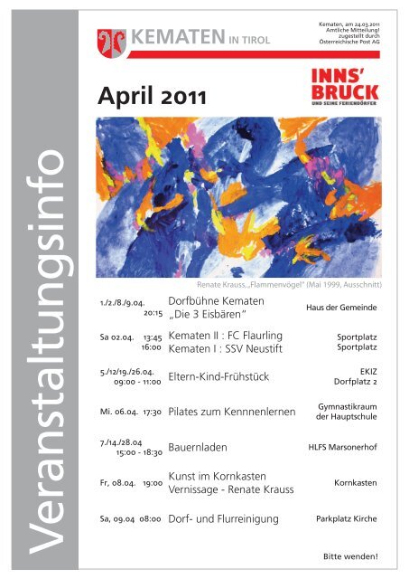 Veranstaltungsinfo April 2011 - Gemeinde Kematen in Tirol