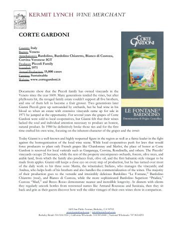 CORTE GARDONI - Kermit Lynch Wine Merchant