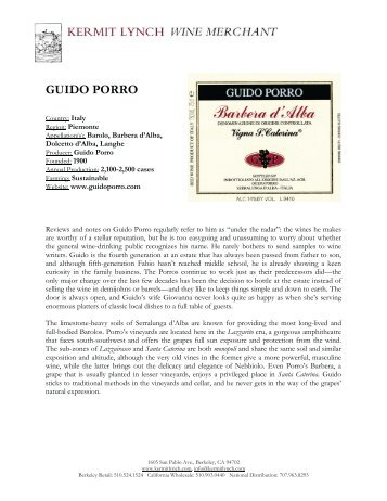 GUIDO PORRO - Kermit Lynch Wine Merchant