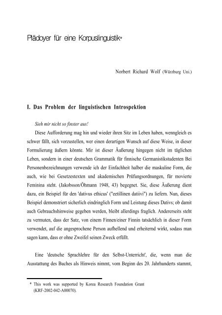 Plädoyer für eine Korpuslinguistik*