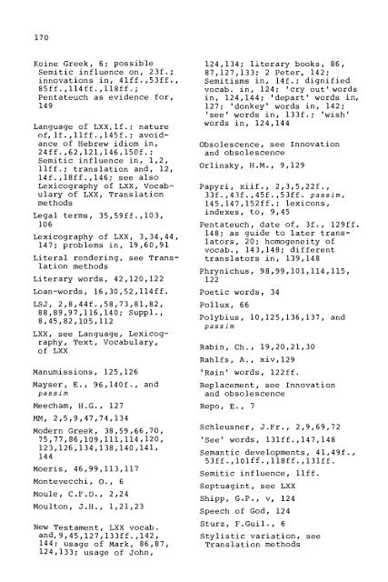 A Lexical Study of the Septuagint Version of the Pentateuch