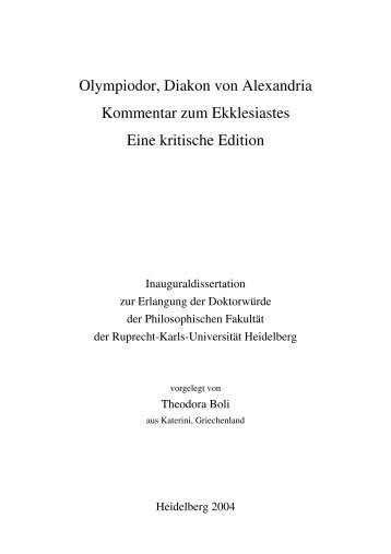 Olympiodor, Diakon von Alexandria - Ruprecht-Karls-Universität ...