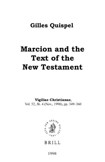Marcion and the Text of the New Testament