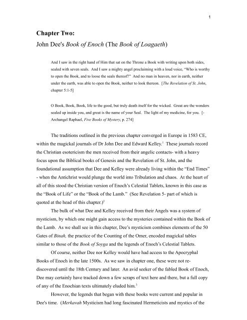 Chapter Two: John Dee's Book of Enoch (The Book of  - Tripod