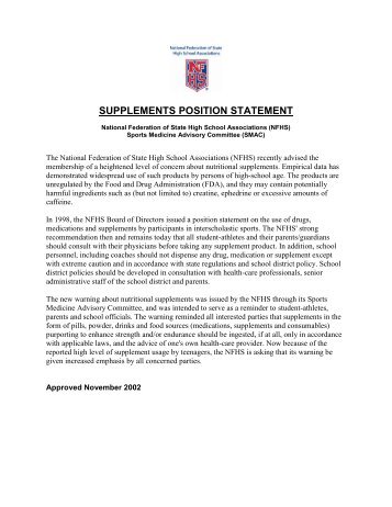 supplements position statement - Kentucky High School Athletic ...