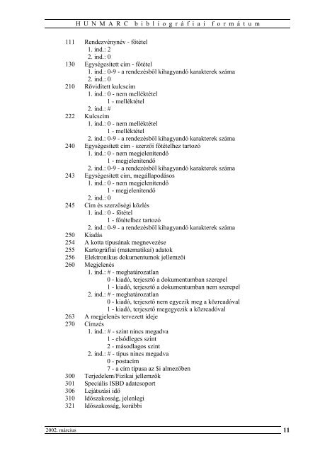 hunmarc.pdf - Könyvtári Intézet - Országos Széchényi Könyvtár