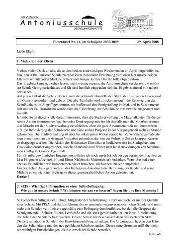 Elternbrief Nr. 16 im Schuljahr 2007/2008 29. April ... - Antoniusschule