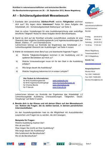 Unterrichtsmaterial (PDF | 701 kB) - KickStart Messe Magdeburg