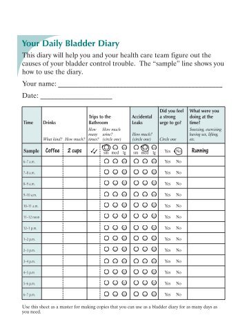 Your Daily Bladder Diary - National Kidney and Urologic Diseases ...