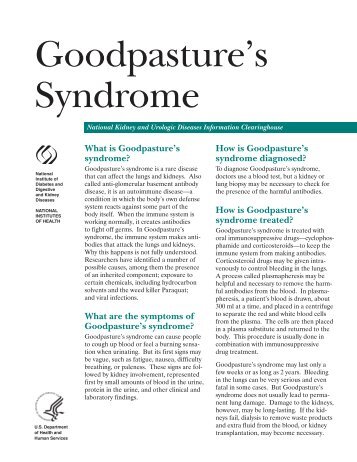 Goodpasture Syndrome - National Kidney and Urologic Diseases ...