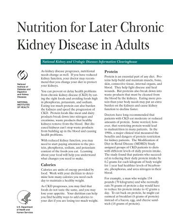 Nutrition for Later Chronic Kidney Disease in Adults